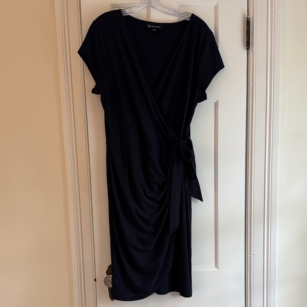 INC International Concepts Elegant Dark Navy Wrap Dress
